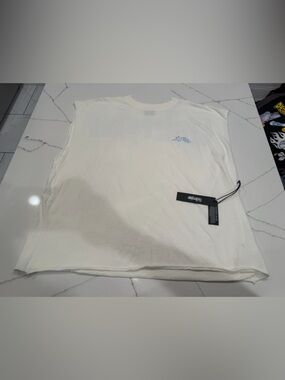 Civil Regime Men's White Sleeveless Tee with Subtle Blue Logo